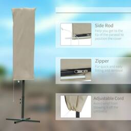 OUTSUNNY Garden Parasol Cover for 2-4.6m Outdoor Umbrella UV Protector with Rod, Zipper in Khaki - thumbnail 6