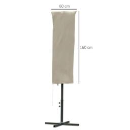 OUTSUNNY Garden Parasol Cover for 2-4.6m Outdoor Umbrella UV Protector with Rod, Zipper in Khaki - thumbnail 3
