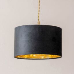 ValueLights Reni Black Velvet & Gold Shade 3 Drop Bar Gold Diner Ceiling Light - thumbnail 5