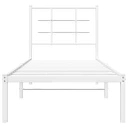 Berkfield Home Metal Bed Frame without Mattress with Headboard White 80x200cm - Size: 80x200 cm - thumbnail 5