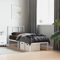 Berkfield Home Metal Bed Frame without Mattress with Headboard White 80x200cm - Size: 80x200 cm - thumbnail 2