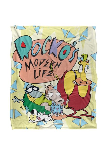 Nickelodeon Rocko'S Modern Life Rocko'S Modern Life Logo Group Silky Touch Super Soft Throw Blanket 152 X 127 cm in White - image 1