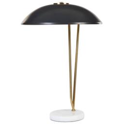 Wyld and Coco Marble Base Table Lamp - Black Iron Shade Gold Legs - thumbnail 4