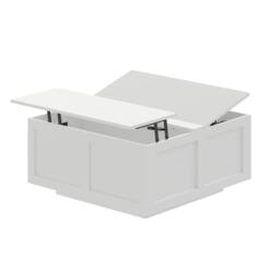 KEEPREAPER Stylish Square Coffee Table with Large Hidden Storage in White - thumbnail 7