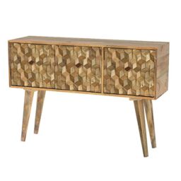 Jaipur Furniture Ltd Geometric Sideboard 3 Door - Mango Wood - L35 x W115 x H76 cm - Mango Light Finish in Brown - thumbnail 2