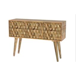 Jaipur Furniture Ltd Geometric Sideboard 3 Door - Mango Wood - L35 x W115 x H76 cm - Mango Light Finish in Brown - thumbnail 1