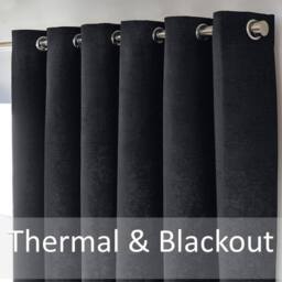 Luxury Living Chenille Blackout Eyelet Curtains Thermal Triple Weave Pair in Black - Size: 117 cm width x 229 cm drop - thumbnail 3