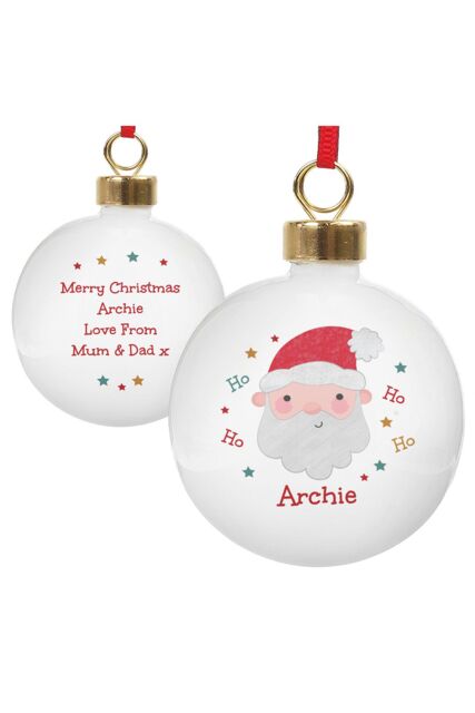 Personalised Memento Company Personalised Santa Christmas Bauble in White - image 1