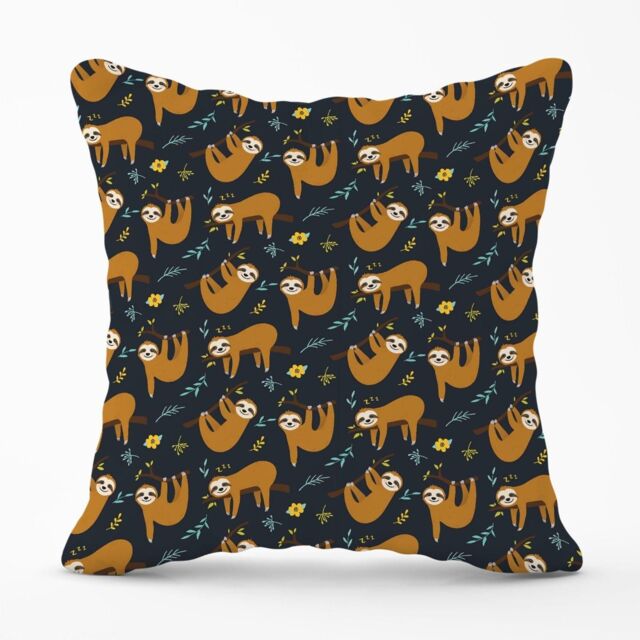 Warren Reed - Designer Cute Sloths Outdoor Cushion in Brown - Size: 60 cm x 60 cm - image 1