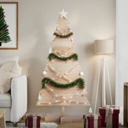 Berkfield Home Wooden Christmas Tree for Decoration 150 cm Solid Wood Pine in Brown