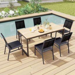 Costway Outdoor Dining Chairs Patio Armless Chair Lightweight Metal Chair in Black - thumbnail 5