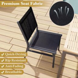 Costway Outdoor Dining Chairs Patio Armless Chair Lightweight Metal Chair in Black - thumbnail 6