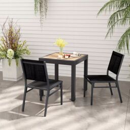 Costway Outdoor Dining Chairs Patio Armless Chair Lightweight Metal Chair in Black - thumbnail 4