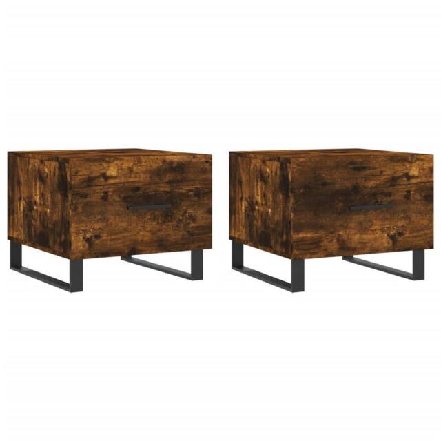 Berkfield Home Coffee Tables 2 pcs Smoked Oak 50x50x40 cm Engineered Wood in Brown - Size: 50 x 50 x 40 cm - image 1