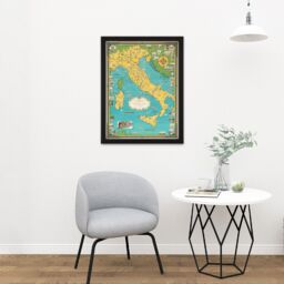 "Artery8 Wall Art Print Chase 1944 Pictorial Map Italy Vatican City Large Framed Wall Décor Art in White - Size: W18"" x H24""" - thumbnail 2