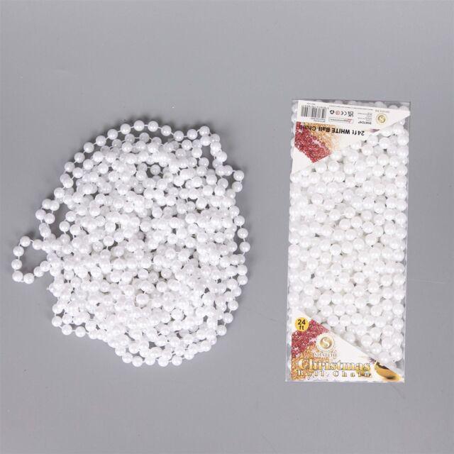 Shatchi White Shiny Christmas Bead Chain Metallic Garland Artificial Pearls Tinsel For Tree Hanging Decorations - image 1