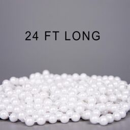 Shatchi White Shiny Christmas Bead Chain Metallic Garland Artificial Pearls Tinsel For Tree Hanging Decorations - thumbnail 2