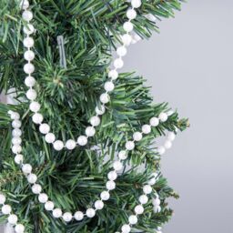 Shatchi White Shiny Christmas Bead Chain Metallic Garland Artificial Pearls Tinsel For Tree Hanging Decorations - thumbnail 5