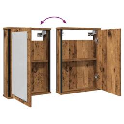 Berkfield Home Bathroom Mirror Cabinet Old Wood 42x12x60 cm Engineered Wood in Brown - Size: 42 x 12 x 60 cm - thumbnail 7