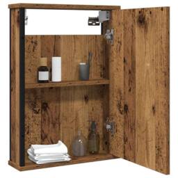 Berkfield Home Bathroom Mirror Cabinet Old Wood 42x12x60 cm Engineered Wood in Brown - Size: 42 x 12 x 60 cm - thumbnail 3