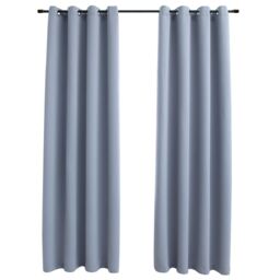 Berkfield Home Blackout Curtains with Metal Rings 2 pcs Grey 140x175 cm - thumbnail 2