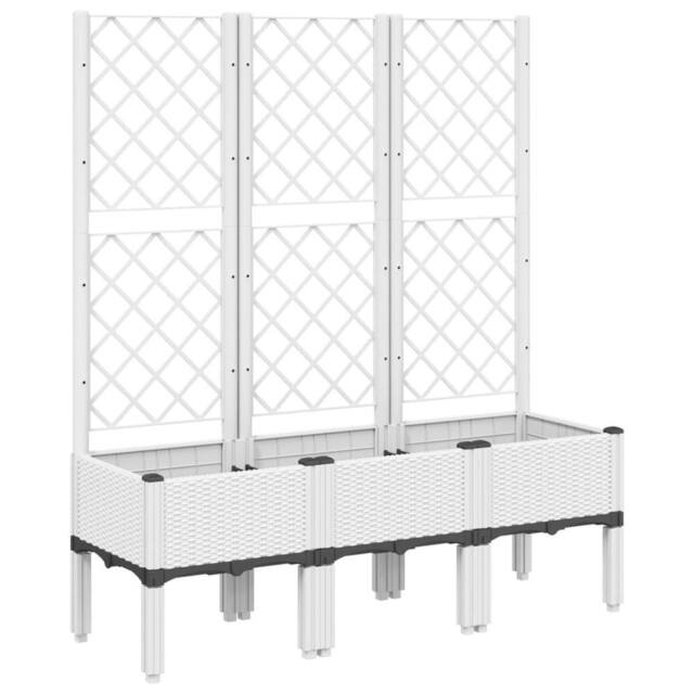 Berkfield Home Garden Planter with Trellis White 120x40x142 cm PP - Size: 120 x 40 x 142 cm