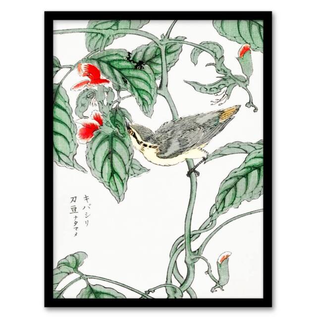 Artery8 Numata Kashu Framed Wall Art Print Tree Creeper & Pea Japan - Size: A4 - image 1
