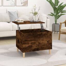 Berkfield Home Decorative Coffee Table Smoked Oak 60x44.5x45 cm Engineered Wood in Brown - thumbnail 2