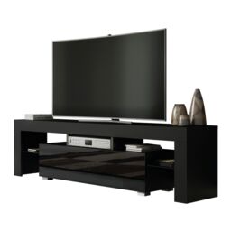 Creative Furniture TV Unit 160cm Stylish Modern - Black with High Gloss Doors - thumbnail 5