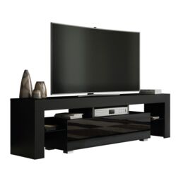 Creative Furniture TV Unit 160cm Stylish Modern - Black with High Gloss Doors - thumbnail 3