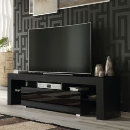 Creative Furniture TV Unit 160cm Stylish Modern - Black with High Gloss Doors - thumbnail 6