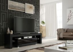 Creative Furniture TV Unit 160cm Stylish Modern - Black with High Gloss Doors - thumbnail 2