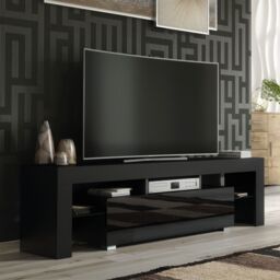 Creative Furniture TV Unit 160cm Stylish Modern - Black with High Gloss Doors - thumbnail 1