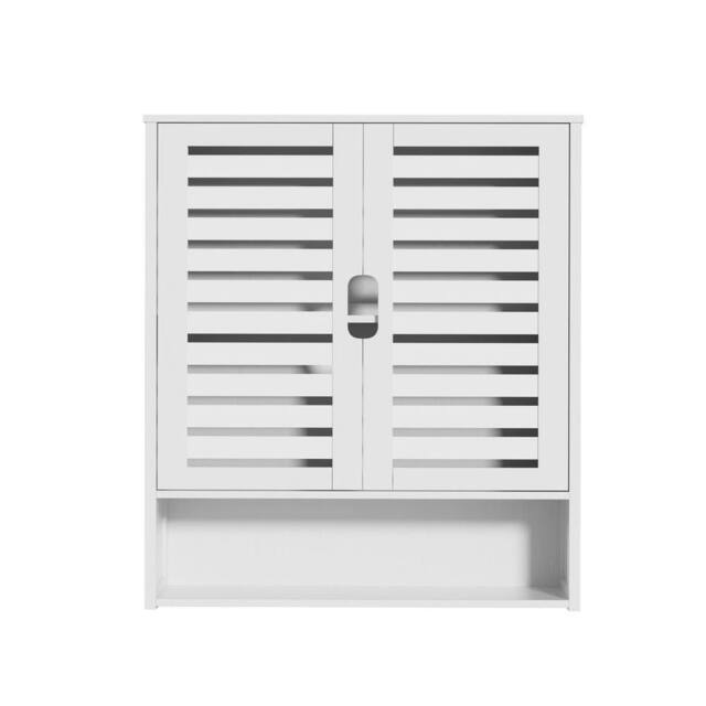 VOGREX White Bamboo 2-Door Over-Toilet Wall Mount Bathroom Storage Cabinet - image 1