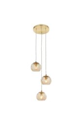 Netlighting Dimple Modern Cluster 3 Light Pendant Brushed Brass Champagne Glass Shade in Gold - thumbnail 1
