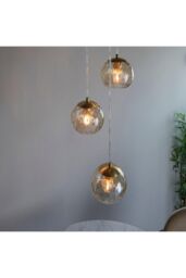 Netlighting Dimple Modern Cluster 3 Light Pendant Brushed Brass Champagne Glass Shade in Gold - thumbnail 4
