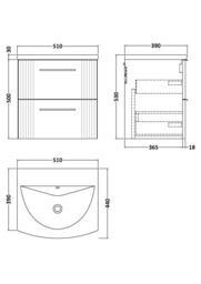 Balterley Wall Hung 2 Drawers Vanity Unit - Curved Basin 500mm, Satin Blue - thumbnail 8