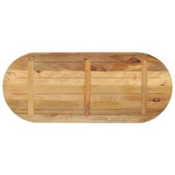 Berkfield Home Table Top 120x50x3.8 cm Oval Solid Wood Rough Mango in Brown - thumbnail 5