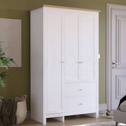 HD Designs Arlington 3 Door 2 Drawer Wardrobe 1800 x 1090 x 520 mm in White