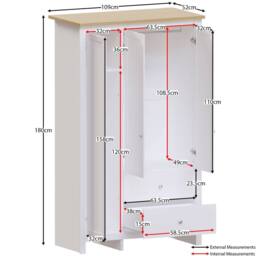 HD Designs Arlington 3 Door 2 Drawer Wardrobe 1800 x 1090 x 520 mm in White - thumbnail 3