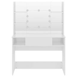 Berkfield Home Makeup Table with LED Lights 100x40x135 cm MDF Shining White - Size: 100 x 40 x 135 cm - thumbnail 3