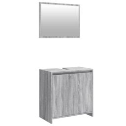 Berkfield Home 2 Piece Bathroom Furniture Set Grey Sonoma Engineered Wood - thumbnail 2