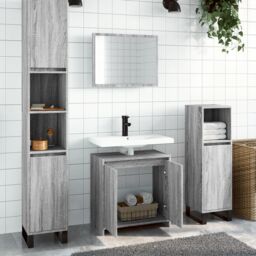 Berkfield Home 2 Piece Bathroom Furniture Set Grey Sonoma Engineered Wood - thumbnail 1