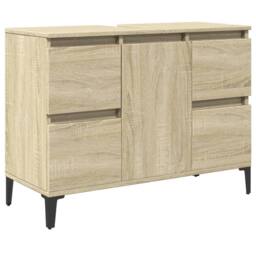 Berkfield Home 3 Piece Bathroom Furniture Set Sonoma Oak Engineered Wood in Brown - thumbnail 4