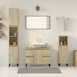 Berkfield Home 3 Piece Bathroom Furniture Set Sonoma Oak Engineered Wood in Brown - thumbnail 2