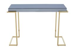 Orsina Luxe Console Table, Modern Lounge Table With C-Shaped Base, Metallic Decorative Table, Outdoor Patio Table in Grey - thumbnail 2