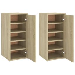 Berkfield Home Shoe Cabinets 2 pcs Sonoma Oak 32x35x70 cm Engineered Wood in Brown - Size: 32 x 35 x 70 cm - thumbnail 2