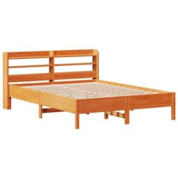 Berkfield Home Bed Frame without Mattress Wax Brown 135x190 cm Double Solid Wood Pine - thumbnail 3