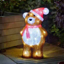 Samuel Alexander 34cm Battery Operated Light up Christmas Ice Teddy with White LEDs - thumbnail 2