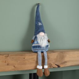 Samuel Alexander 48cm Tall Christmas Gnome Gonk Nordic Decoration Blue Body Hat Bell Dangly Legs - thumbnail 8
